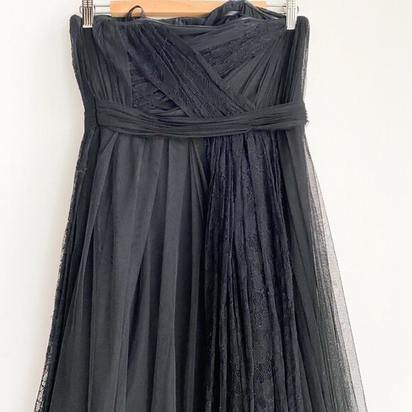 Adam by Adam Lippes Ruched Bodice Lace Detail Fit and Flare Midi Coctail Dress 6 - Picture 9 of 11